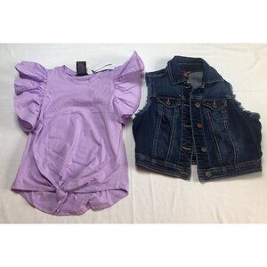 Arizona Jacket Vest Denim Xtraordinary Blouse Shirt New Girls Set 2 Size Small